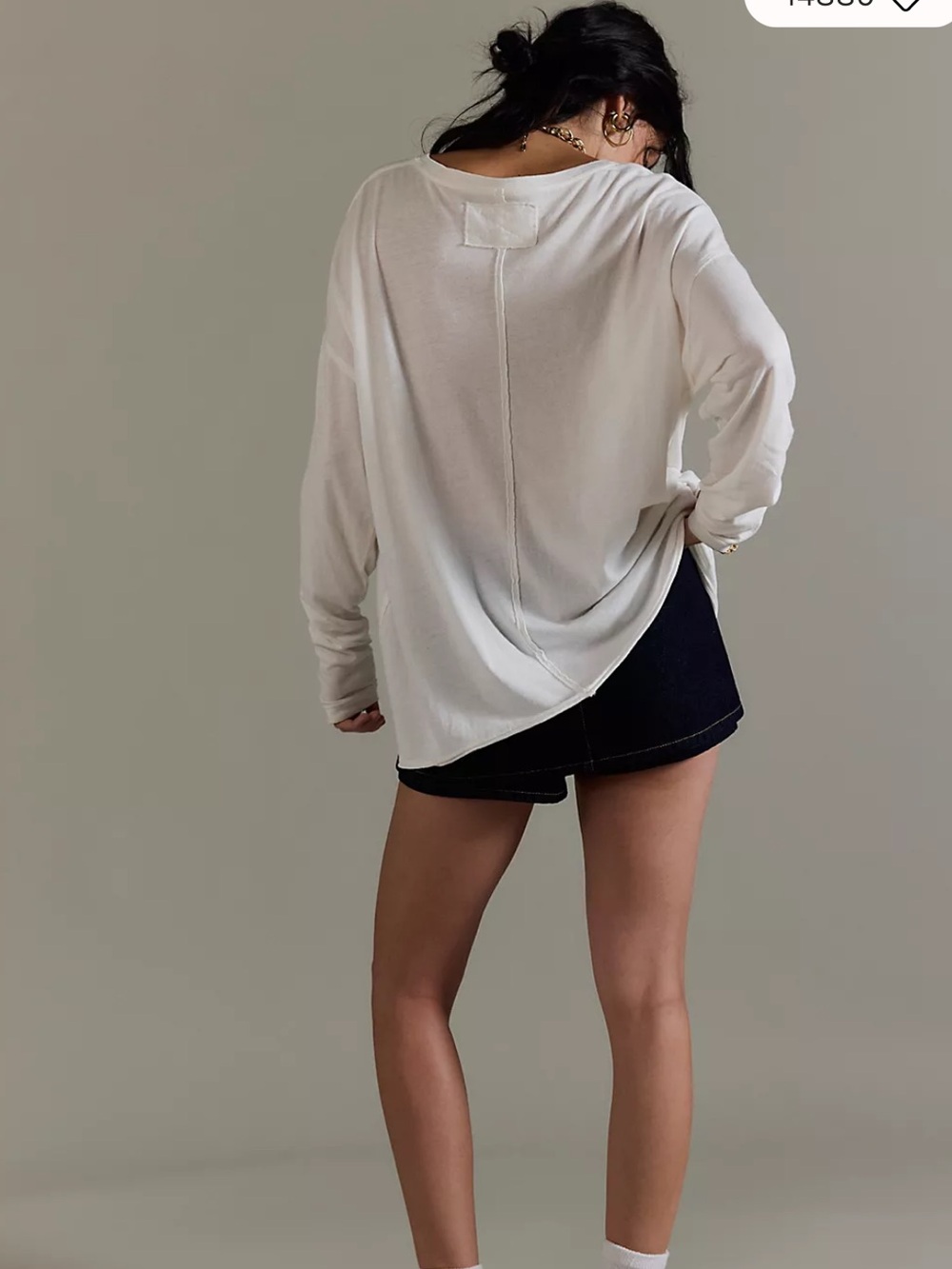 NWT FREE PEOPLE WE THE FREE NINA LONG SLEEVE TEE IVORY LARGE - Picture 5 of 5